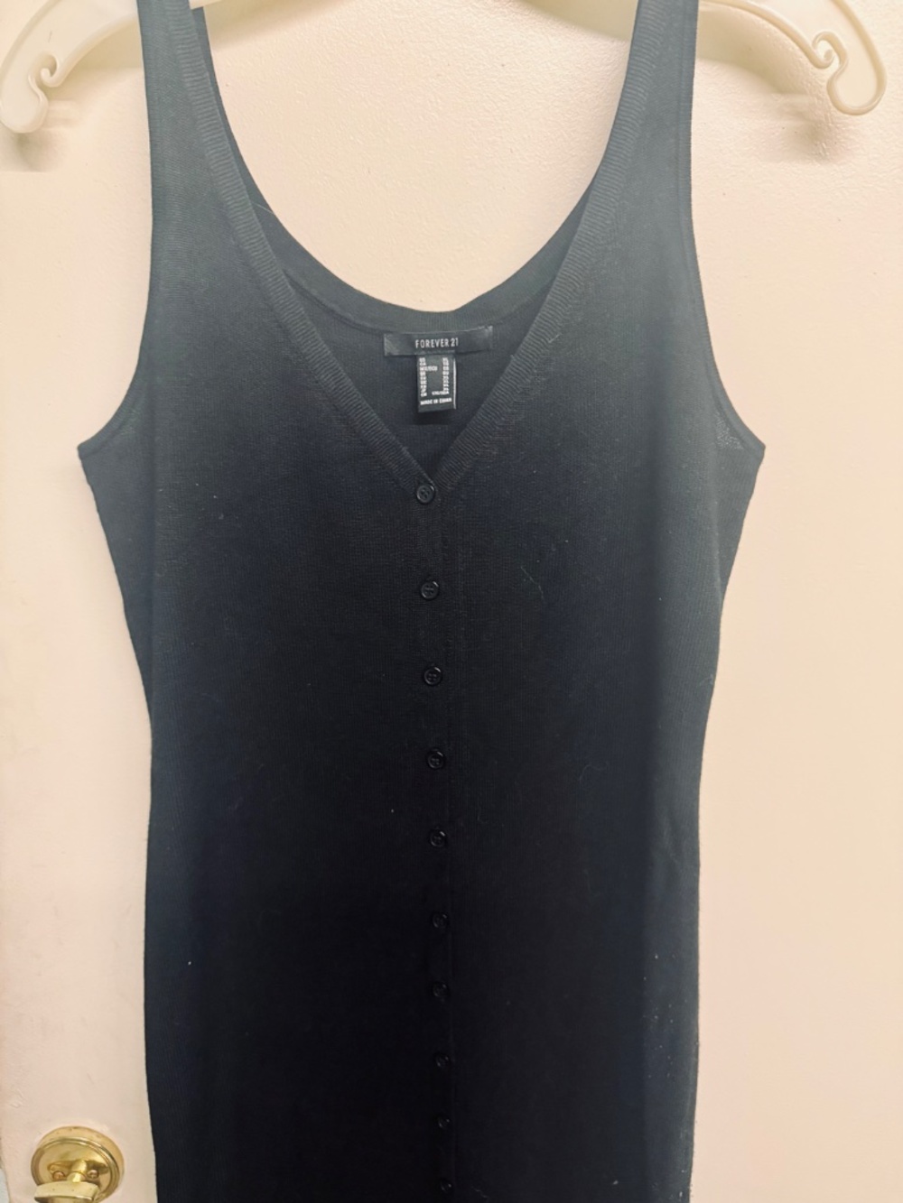 Forever 21 Black Sleeveless Button-Down Sweater Dress with Front Slit - Picture 2 of 3